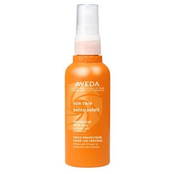 Sun Care Protective Hair Veil by Aveda Lightweight, water-resistant, UV-defense spray for hair that forms an invisible screen against the sun for up to 16 hours, helping to protect hair from sun damage and minimize color fading. Spray on dry or damp hair. Reapply after swimming. Suitable for all hair types.